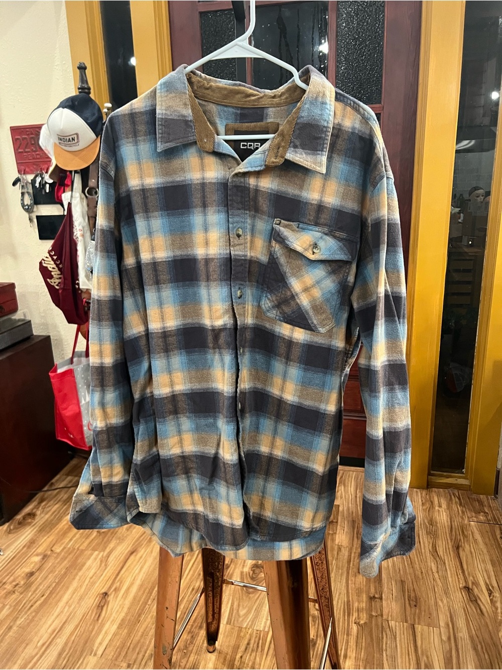 Lightweight Plaid Shirt Jacket in Blue & Brown